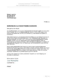 Bewerbung als Industriemechaniker/in