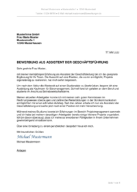 Bewerbung als Assistenz der Geschäftsführung