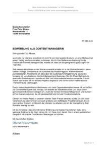 Bewerbung als Content Manager