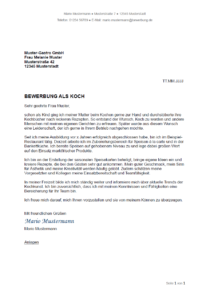 Bewerbung als Koch