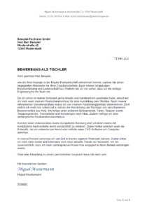 Bewerbung als Tischler