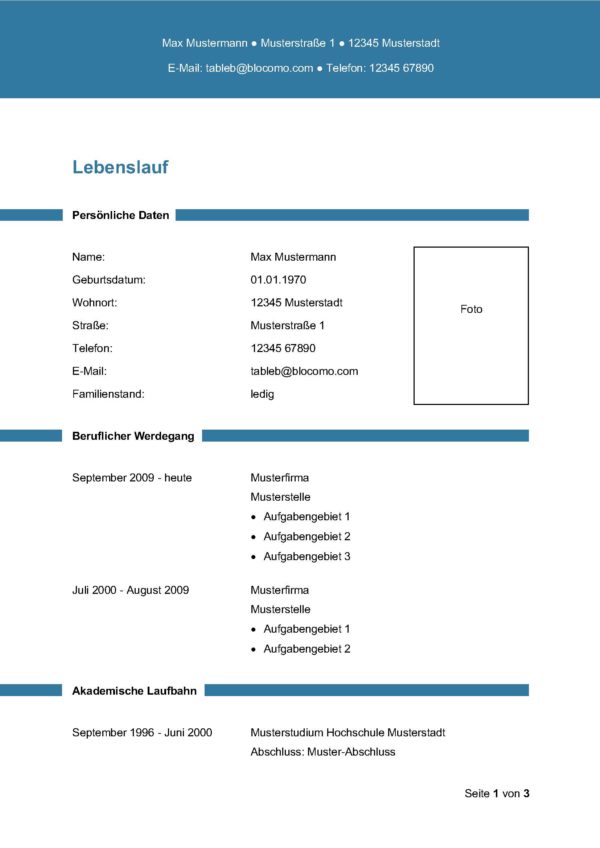 Lebenslauf Vorlage "modern – türkis"