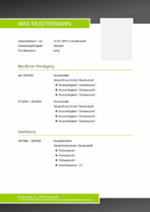 Lebenlauf Vorlage "modern – grün, grau"